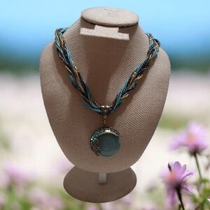 Chic Turquoise and Gold Braided Necklace